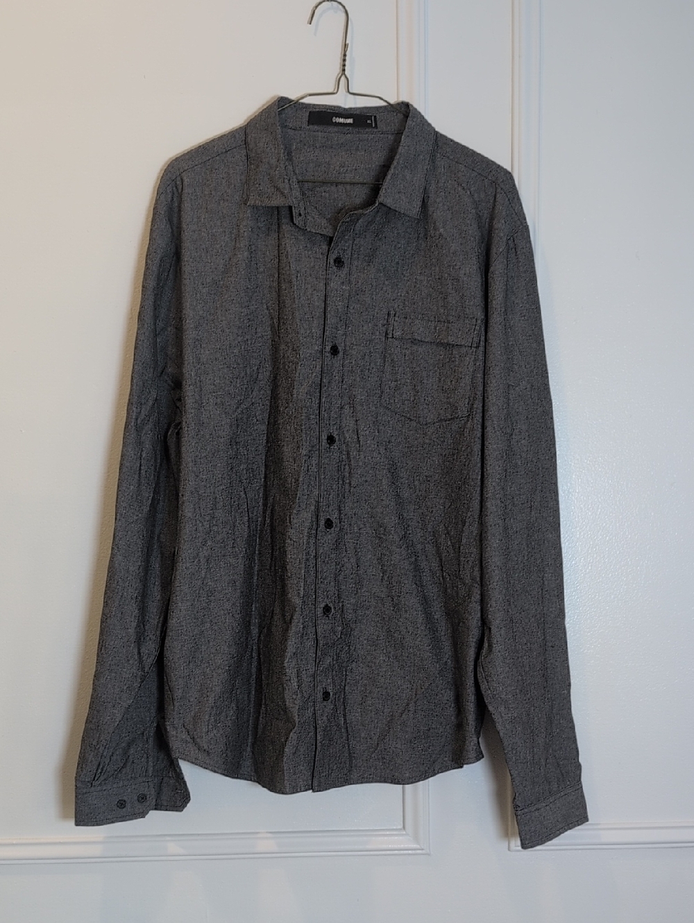 Comune Men’s Gray Long-Sleeve Casual Button-Down Shirt